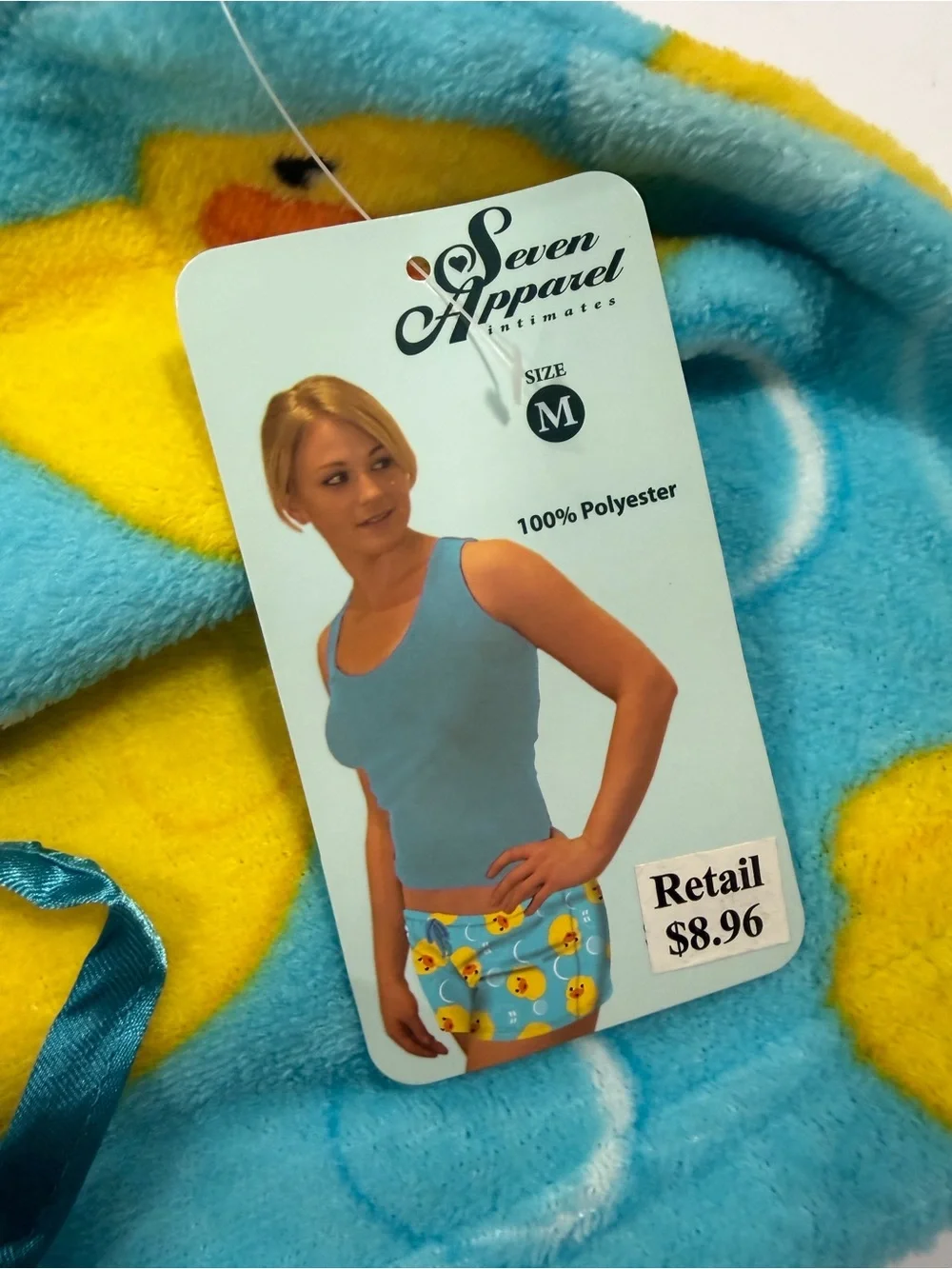 Blue Plush Women’s Shorts with Duck and Frog Details